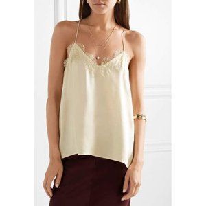 Cami NYC Cream Lace-Trim Silk Camisole